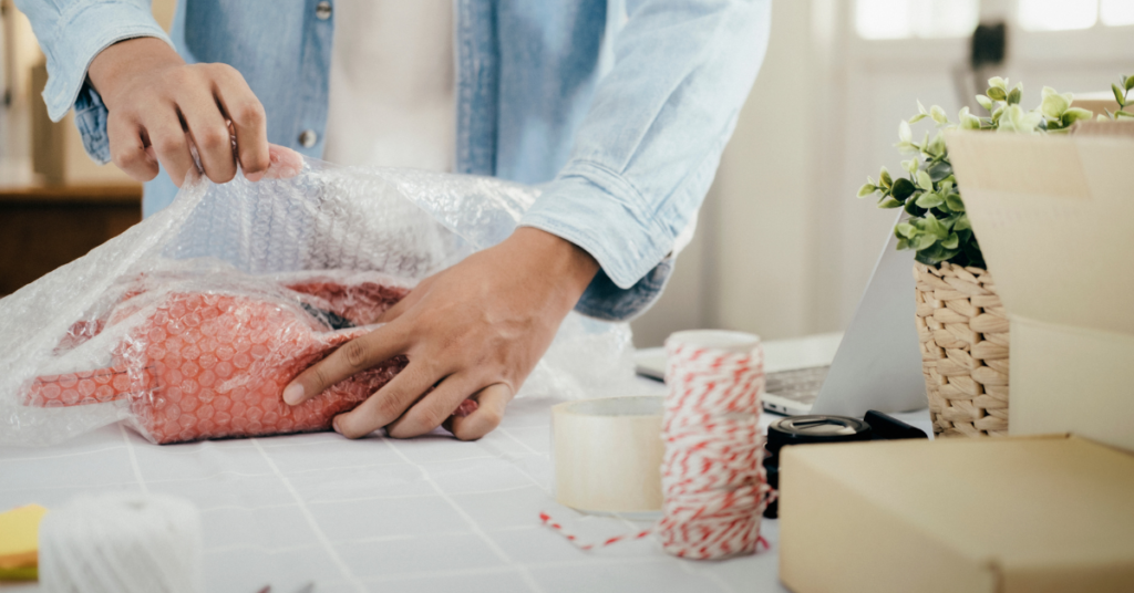 Bubble wrapping fragile items